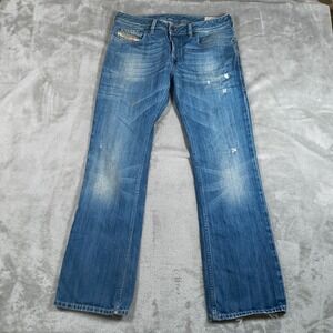 Vintage Diesel Zatiny Jeans Men 32x30 Blue Bootcut Distressed Denim Low Rise Y2K